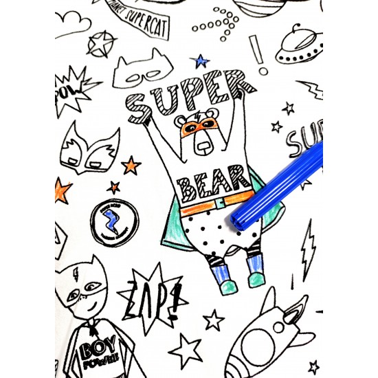  SuperHero Τραπεζομάντηλο ζωγραφικής (color me) 
