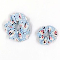 Παιδικό Λαστιχάκι Μαλλιών (scrunchie) Light blue flowers