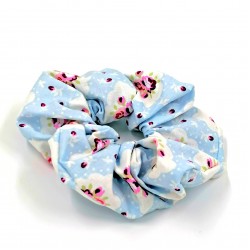 Γυναικείο Λαστιχάκι Μαλλιών (scrunchie) Light blue flowers